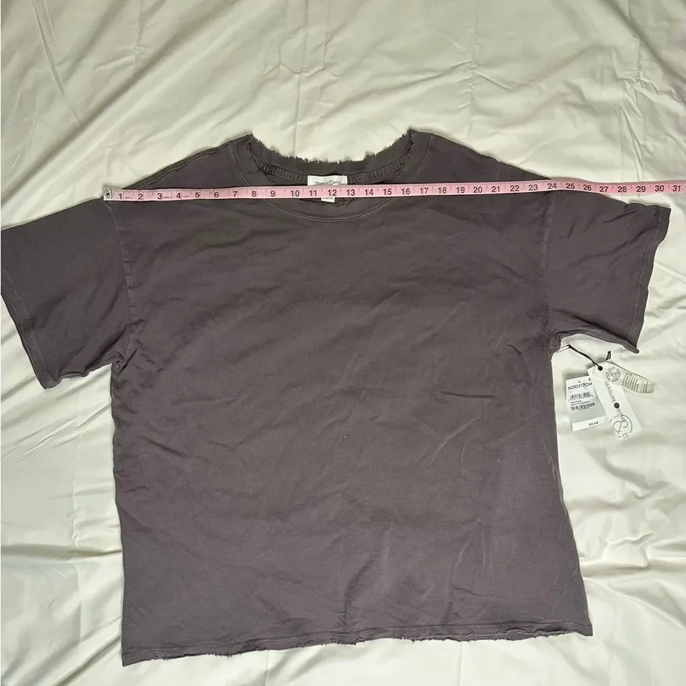 Treasure & Bond Distressed Raw Hem Tee Grey Relaxed Fit Minimalist T-Shirt Large - Picture 7 of 11